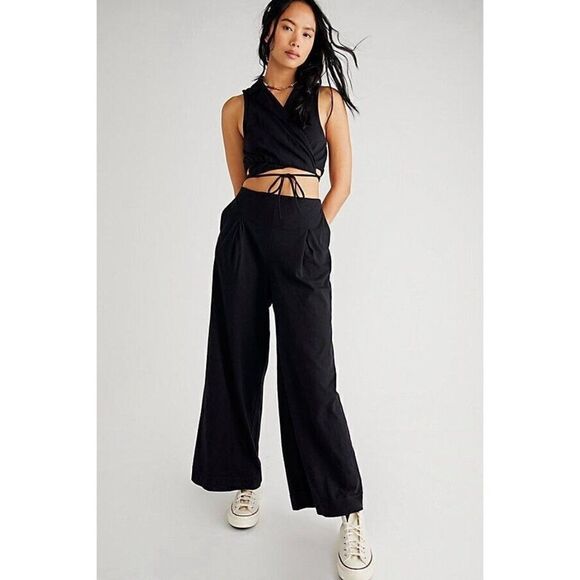 Free People Pants - NWT FREE PEOPLE FP BEACH Sz S SUNDAY FUNDAY ONE PIECE JUMPSUIT BLACK